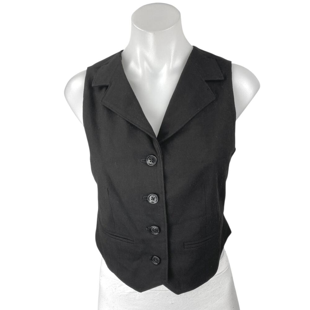 NEW Banana Republic Black Sleeveless Button Up Blazer Vest Crop Tank Top Size 0